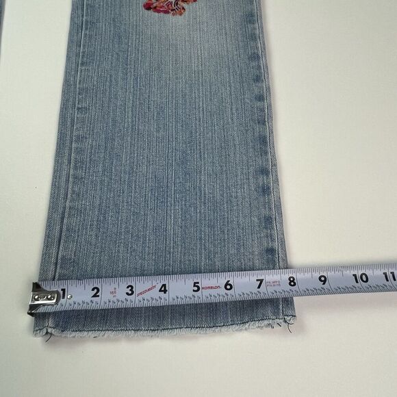 GAP Y2K Floral Butterfly Embroidery Cropped Jeans Sz 6 Low Rise kick flare Boho - Picture 8 of 14